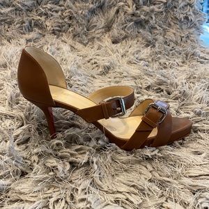 Authentic Christian Louboutin Tan Buckle Heels